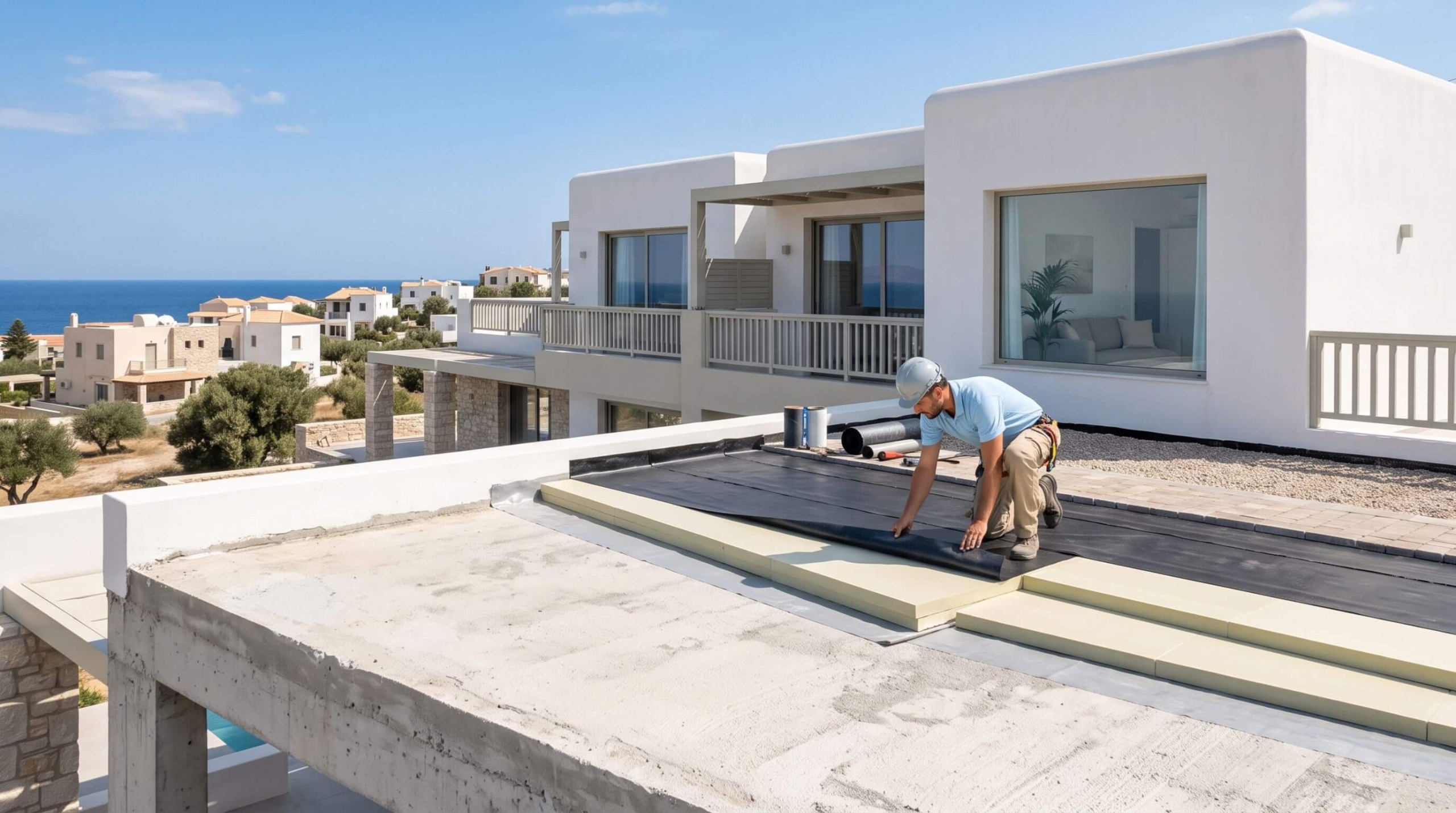 Εφαρμογή θερμομόνωσης ταράτσας για εξοικονόμηση ενέργειας σε κατοικία